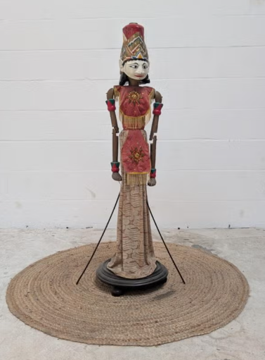 Grote Antieke Indonesische Wayang Golek Pop - 120cm