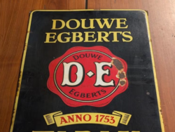 Vintage Douwe Egberts Tabak emaille reclamebord 47x68cm