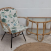 Vintage rotan stoel met bijzettafel