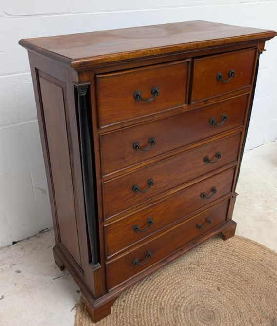 Empire Mahonie houten ladekast met 6 laden